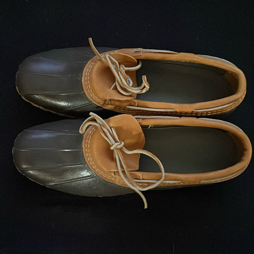Men’s LL Bean rubber moccasin duck boots. Made in Maine. Unlined, size 10 Narrow